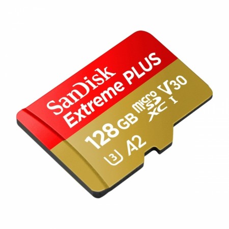 SanDisk MicroSDXC Extreme+ 128 GB minnekort A2 C10 v30
