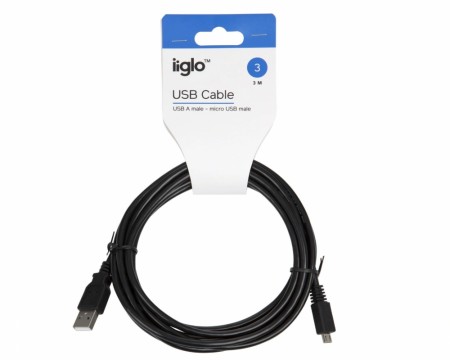 USB A til USB Micro-B kabel 3m sort